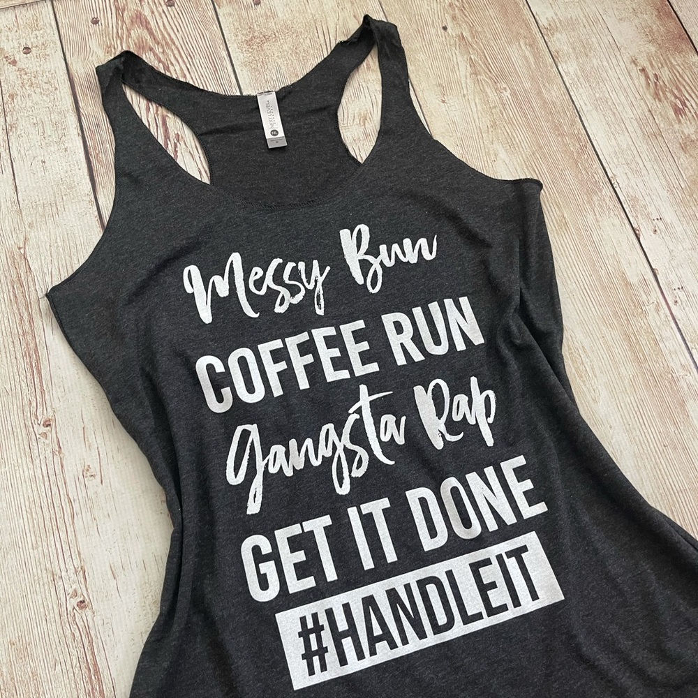 Messy Bun Cute Graphic Tank Top Shirt S M L XL XXL